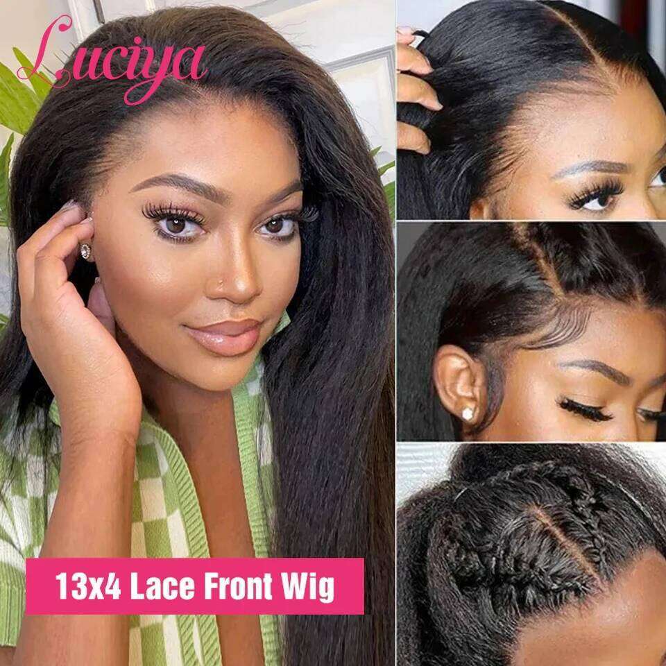 Glueless Kinky 13x4/13x6 HD Front Human Hair For Women Ready To Wear Yaki Straight 5x5 Lace Closure Wigs