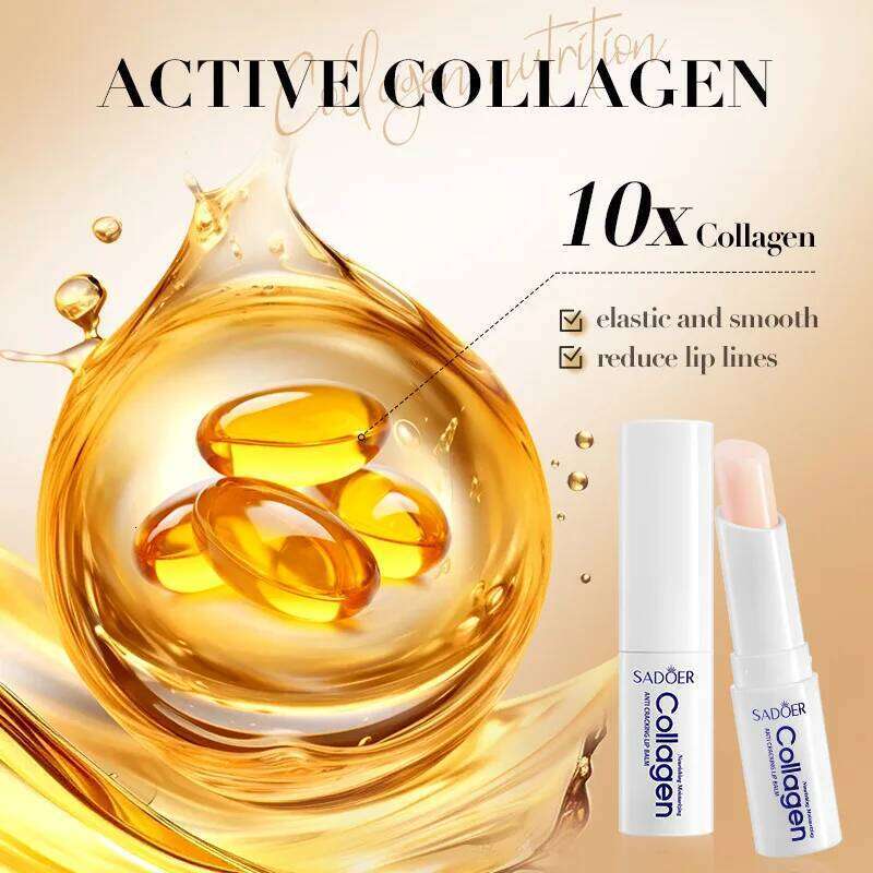 free shipping SADOER Collagen Lip Balm Moisturizing Anti Cracking Brightening Repair Nourishing Hydrating Lipstick Lips Skin Care Products