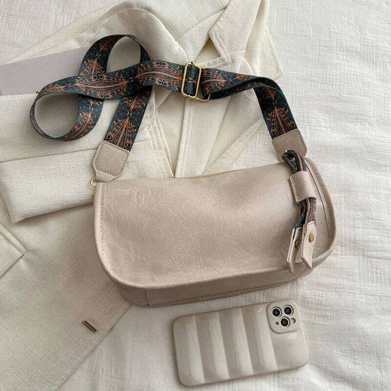 Women Vintage Satchel With Graphic Pattern Wide Strap Simple Shoulder Purse Large Capacity Ladies Commute Bag