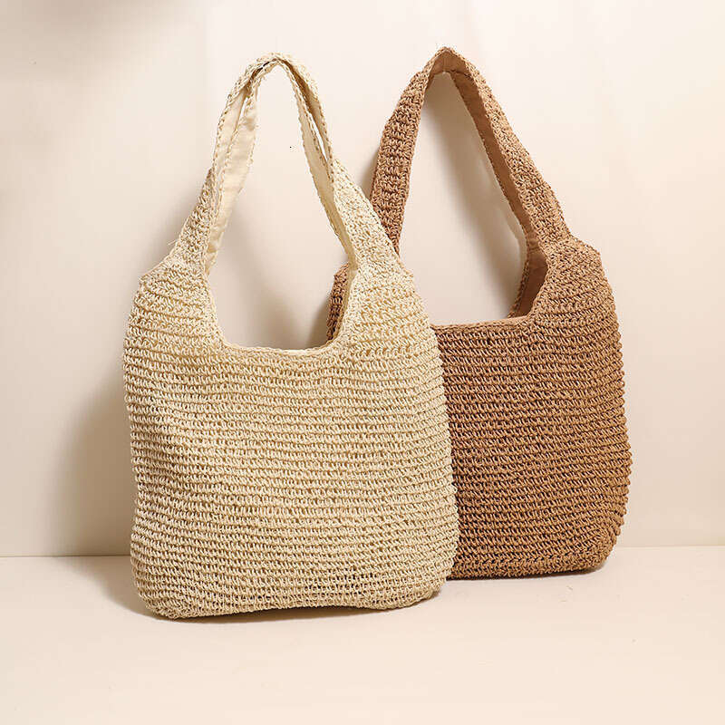 New Large Capacity Single Shoulder Simple Straw Woven Vacation Beach Casual Women's Bag B5