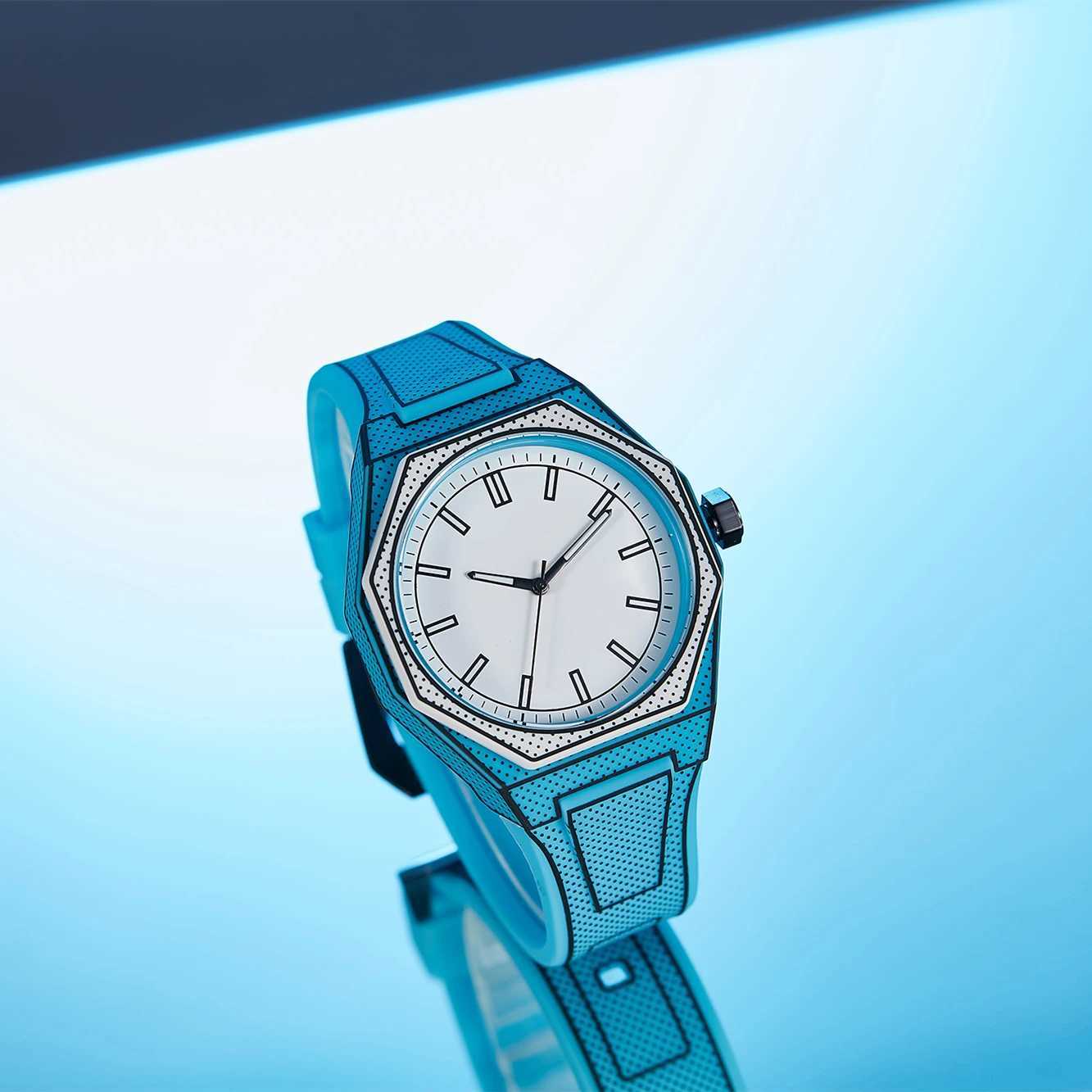 Lightweight Polycarbonate case high tech black mens watch classic simple silicone strap mens quartz watch fashion style clock Y250605