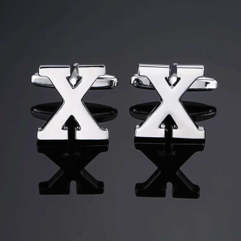 Mens Shirt Cufflinks High Quality A-Z 26 Letter Silvery Business For Gentlemen French Cuff Links Hand Engraving Jewelry W250606
