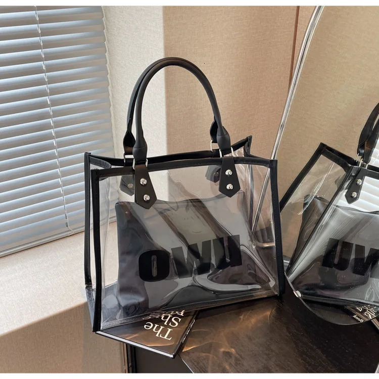 Transparent Jelly Bag for Women Large Capacity Summer Personalized Shoulder Bag Texture Mother Tote Bag 250530