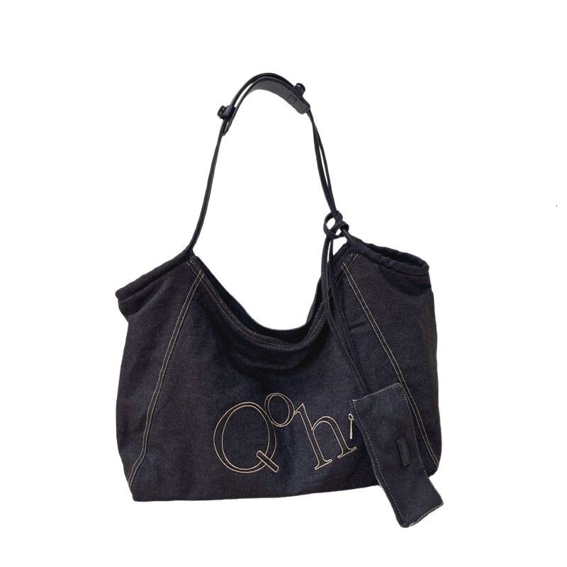 Korean Style Denim Tote for Women 2025 New Large Capacity Letter Shoulder Commuter Underarm Mommy Bag