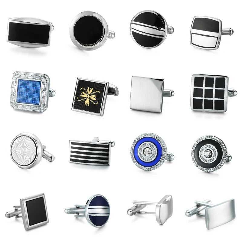 Mens French shirt cufflinks with minimalist metal design enamel crystal French cuffbutton Fashionable wedding jewelry W250606