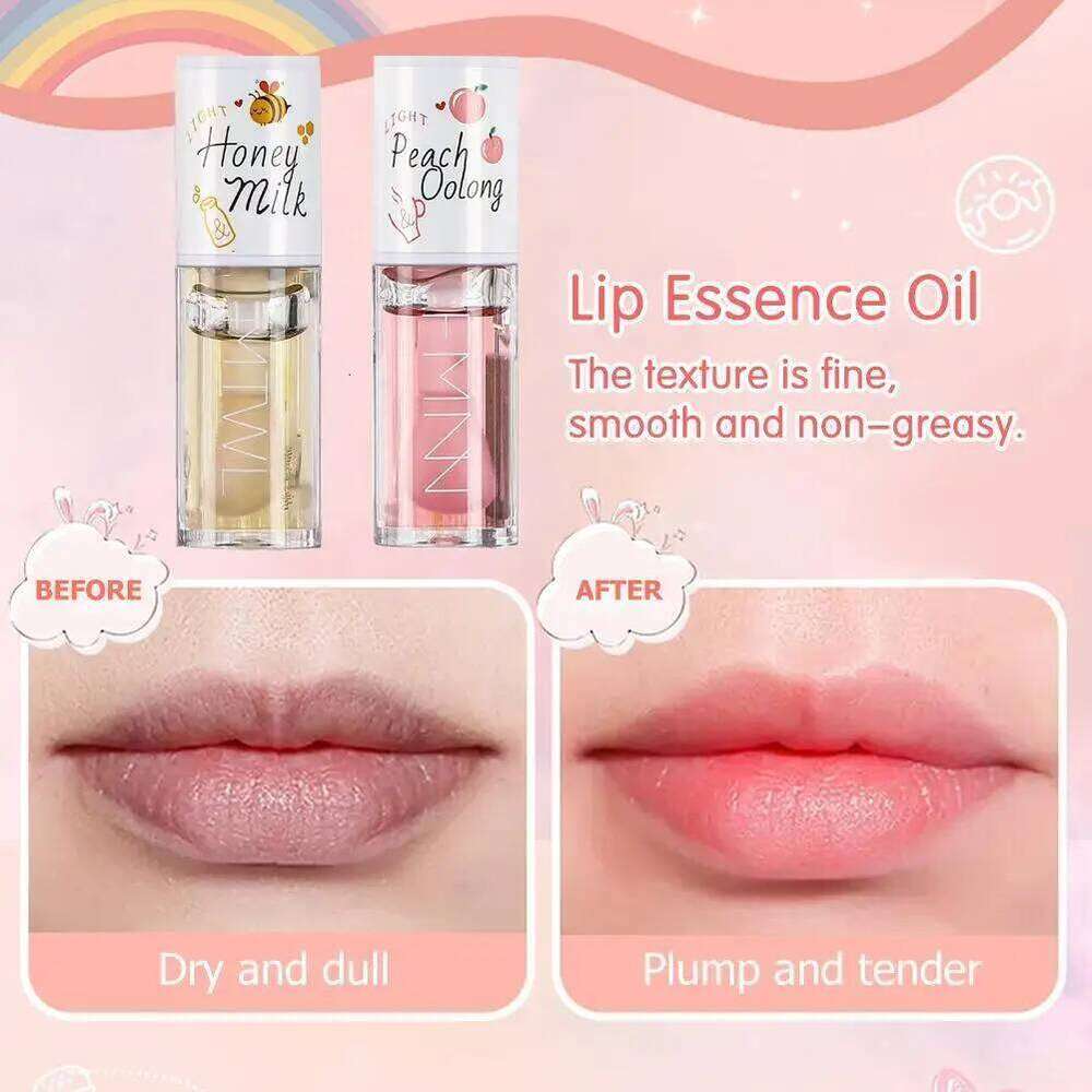 Kawaii Honey Peach Oil Long Lasting Non-sticky Moisturizing Tint with Plumper Hydrating Lip Care Serum 5ml Make Up free shipping