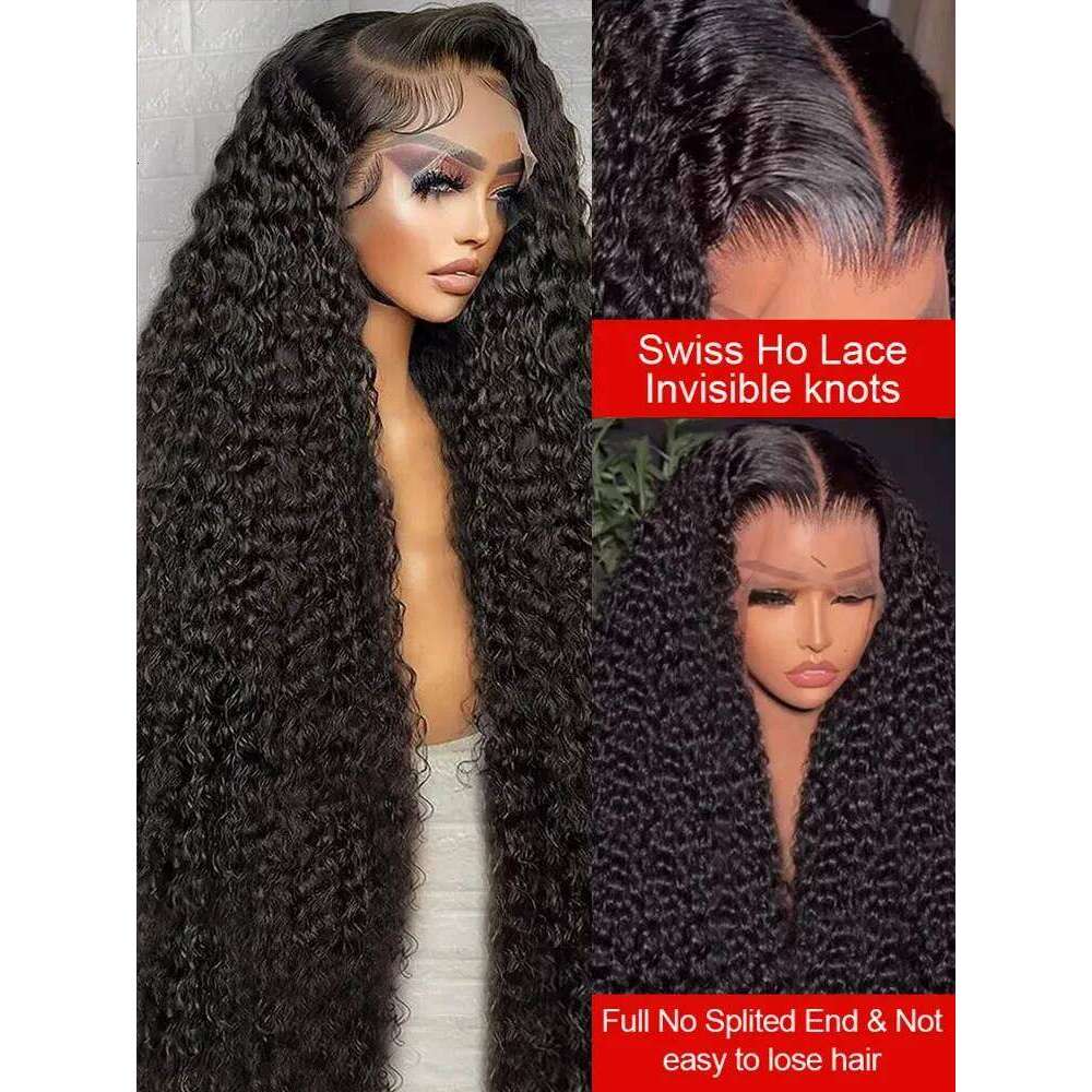 Mossily 40 42 Inch 13x6 Curly Lace Front Human Hair Wigs For Black Women Pre Plucked Transparent 13x4 Deep Wave Frontal Wig