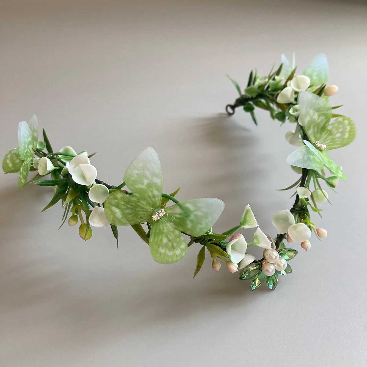 Purple Flower Headpiece - Fairy Floral Crown Woodland Elf Headband Forest Wreath Elven Tiara for Renaissance Cosplay Wedding Z250605