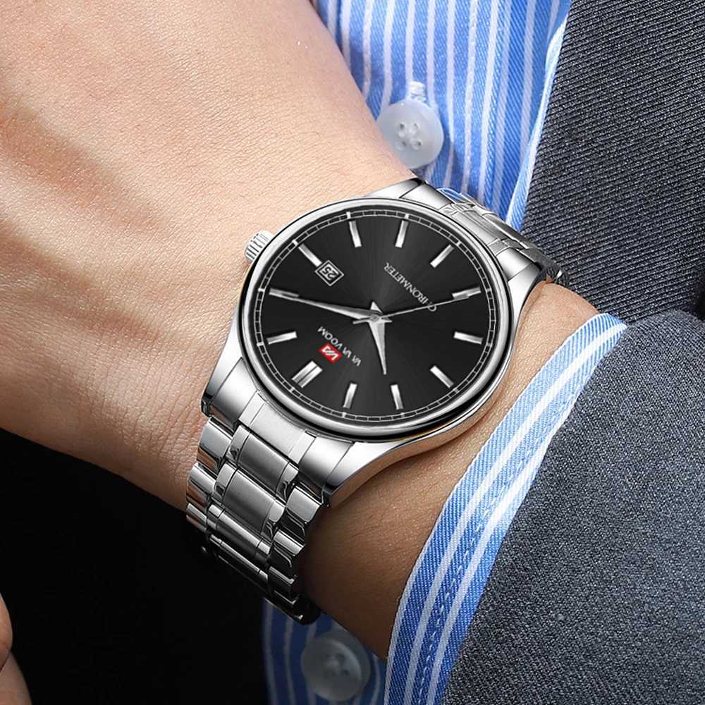 Business Mens Watch VA VOOM 2023 Fashion Trend Blue Stainless Steel Waterproof Quartz Movement Boutique Men Casual Wristwatch Y250605