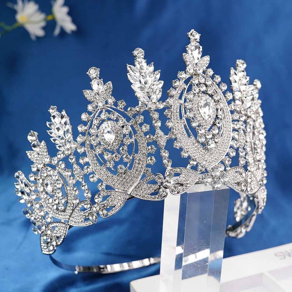 Luxury Round High Diadem Bride Wedding Dress Bridal Crown Pageant Miss Tiaras Headdress Hair Jewelry Accessories Z250605