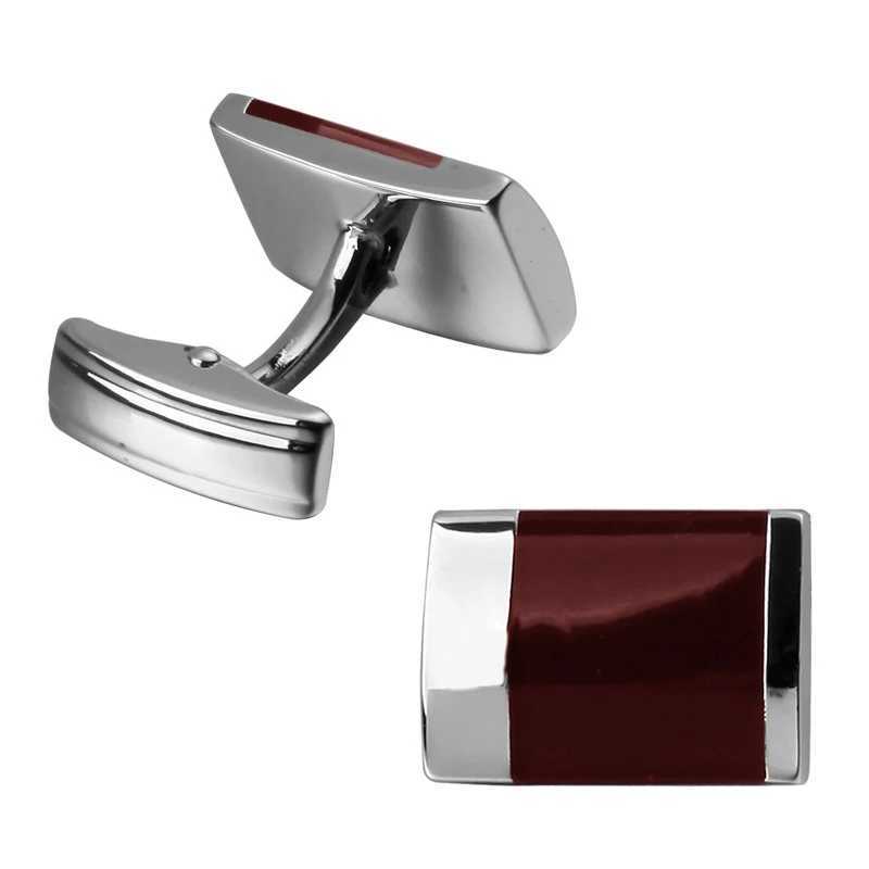 Mens French shirt cufflinks copper material rectangular wine red enamel cufflinks fashion clothing accessories wholesale W250606