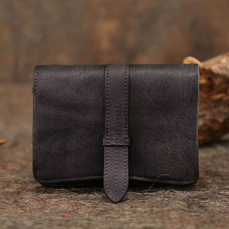Genuine Women Short Wallet Folding Handmade Female Mini Coin Purse Card Holder Retro Leather Small Wallets 2025 New