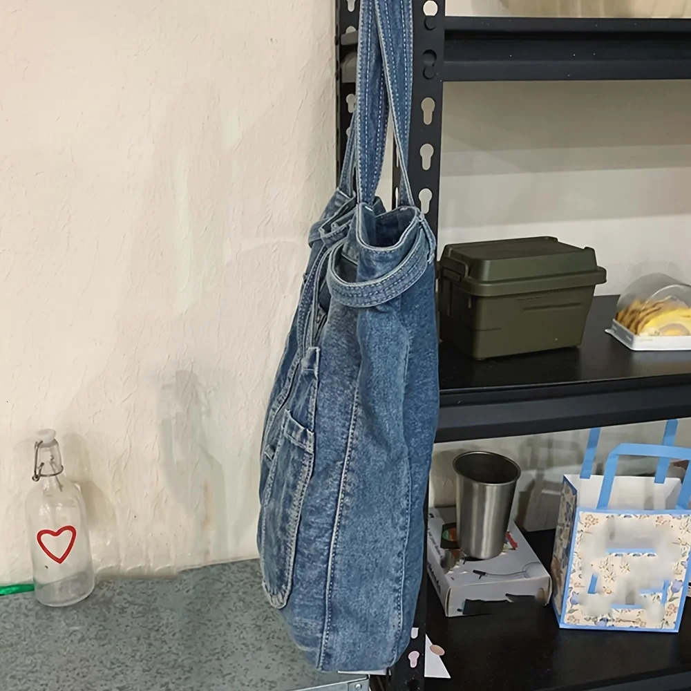 Casual Handbag Large Capacity Denim Tote Bag Fashion Everything High Appearance Level Shoulder Bag Underarm Bag 250530