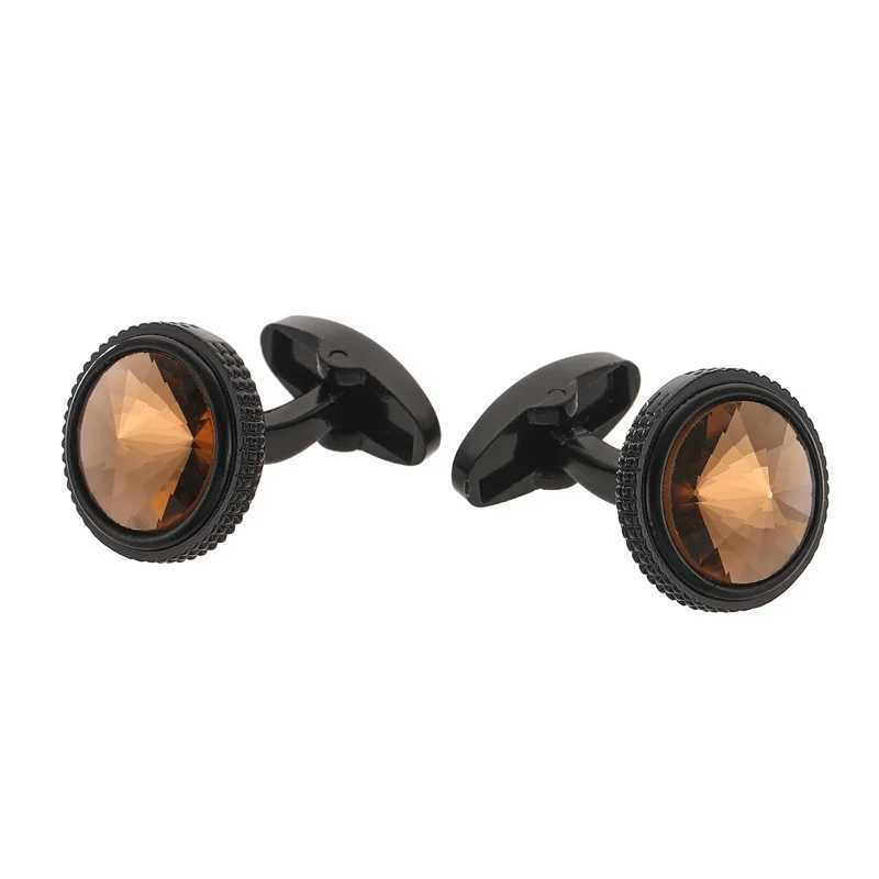 High quality Austrian blue crystal cats eye stone cufflinks French shirt brass crown design wedding mens crystal cufflinks W250606