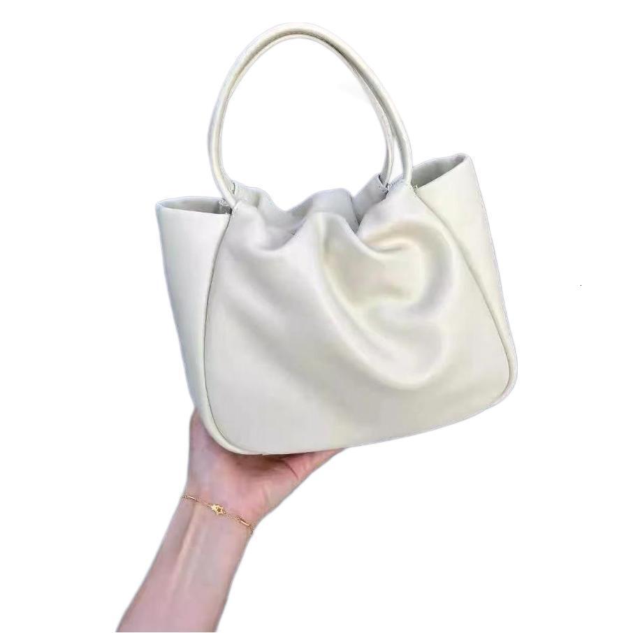 Top High Quality New Style New Soft Leather Cloud Pleated Small Handbag Women's Tote Basket Niche High-end Commuter Crossbody Bag New Free Delive