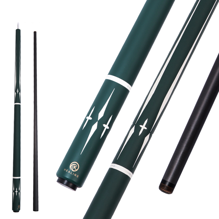 OKHEALING Play Pool Cue Black Technology Carbon Fiber Shaft 12.4mm Pigskin Tip 58in Uni-loc Joint 3-teeth Professional Billiard Cue 1/2 Pool Game Cue 