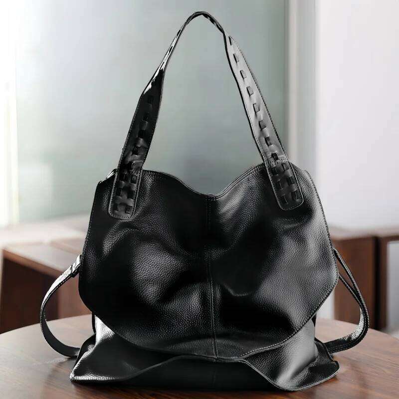 Women's Retro Tote Soft Genuine Leather Large Capacity Crossbody Shoulder Bag Good Quality Handbag Designer Purses For Women 2025/06/06