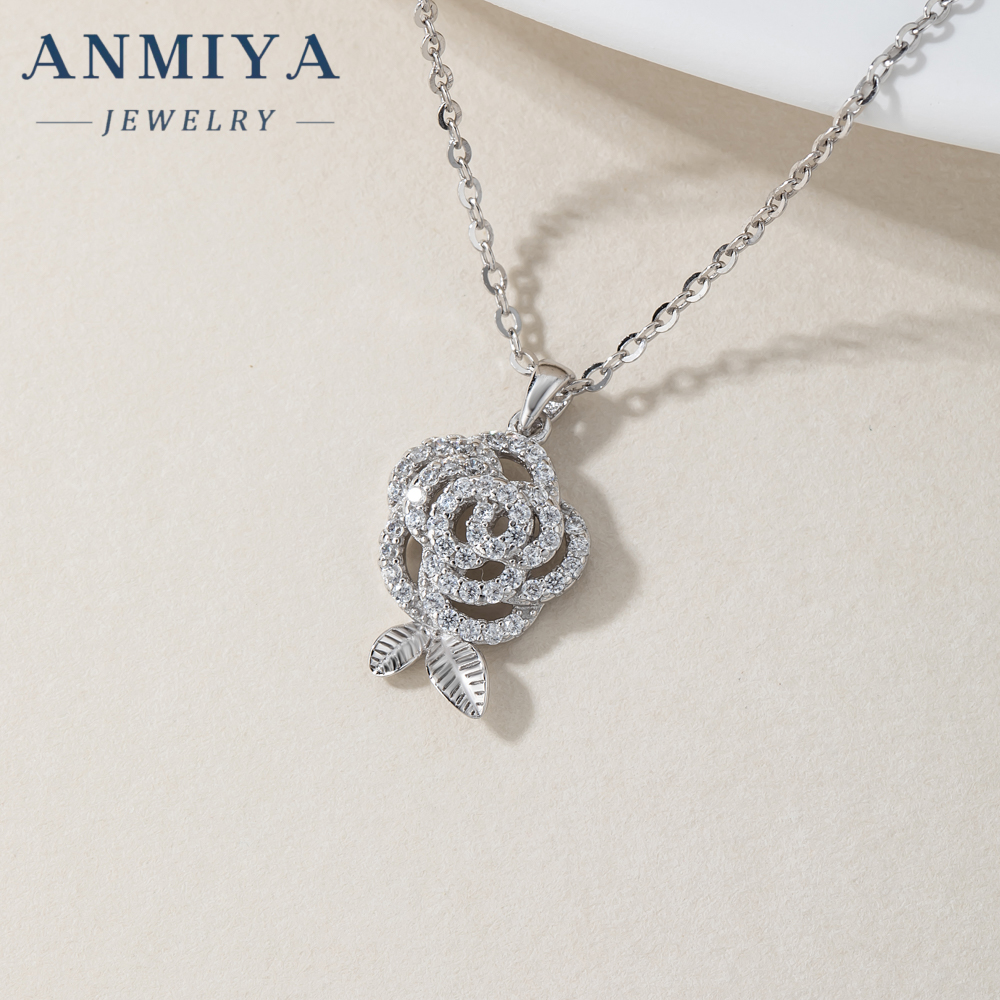 Fashion Luxury Flower Jewelry Set Zircon 925 Silver Zircon Flower Necklace and Earrings Women's Wedding Party Jewelry