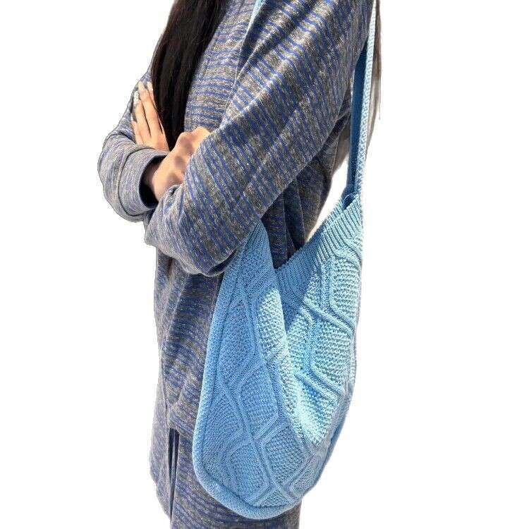New Knitted Crossbody Solid Color Tote Braided Women's Trendy Bag B5
