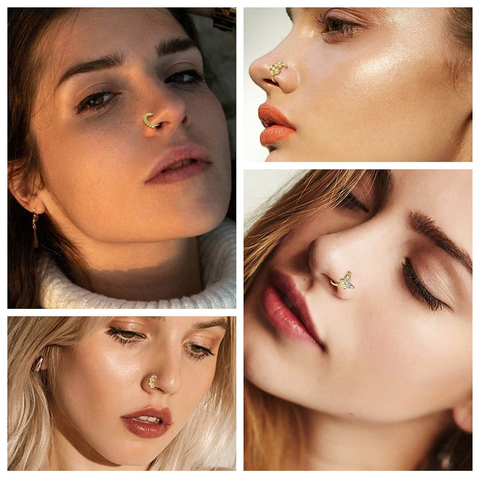 Drperfect Nose Rings Studs for Women Steel 20G Nose Hoop Corkscrew L Shaped Nose Stud Nose Ring Nose Piercing Jewelry 250605