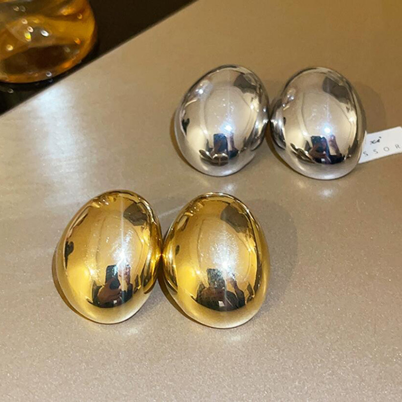 New Trendy Western Inspired Exaggerated Irregular Oval Metal Earrings for Women Embrace Individuality
