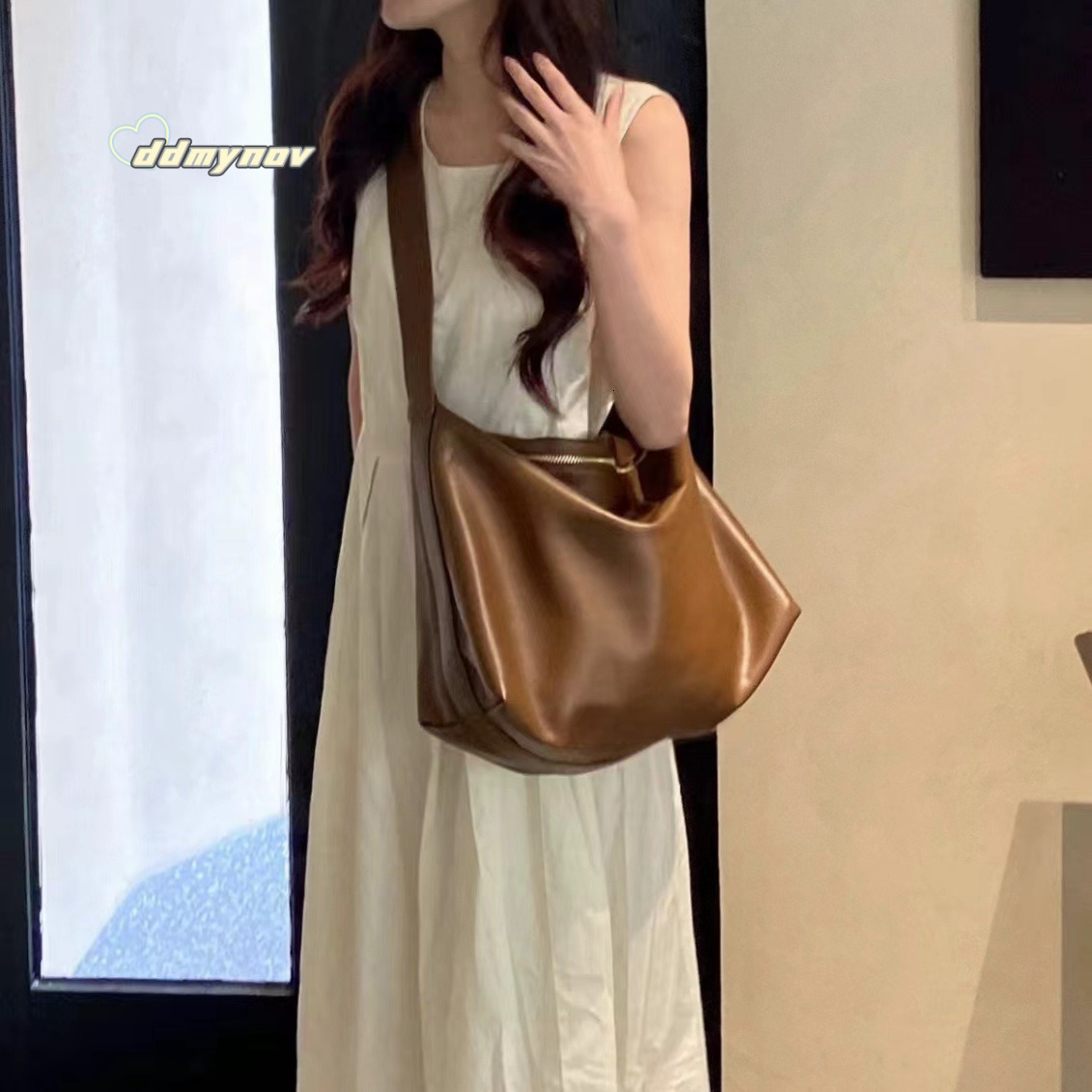 Korean Style Daily Soft Minimalist Shoulder 2024 New Women's Large Capacity Crossbody Bag ddmynov