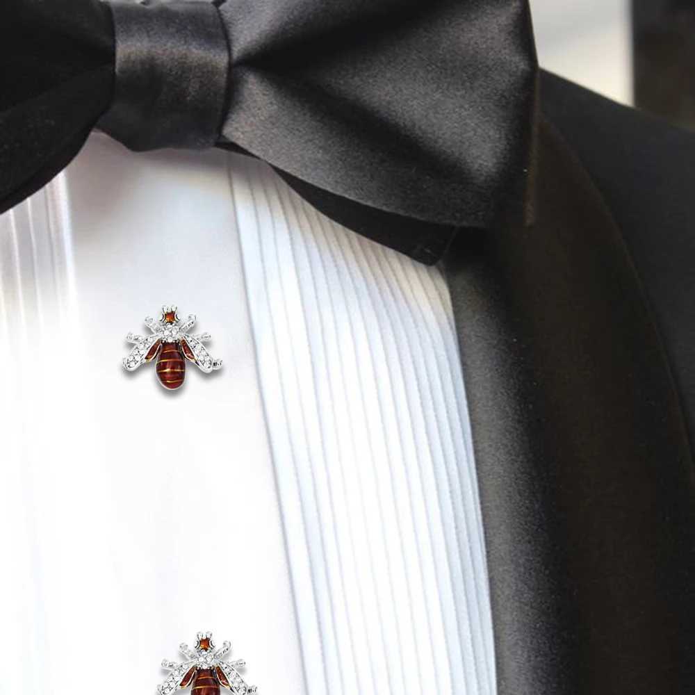HAWSON Crystal Bee Cufflinks and Studs Set for Men Tuxedo Luxury Bee Cufflinks Gift for Party W250606