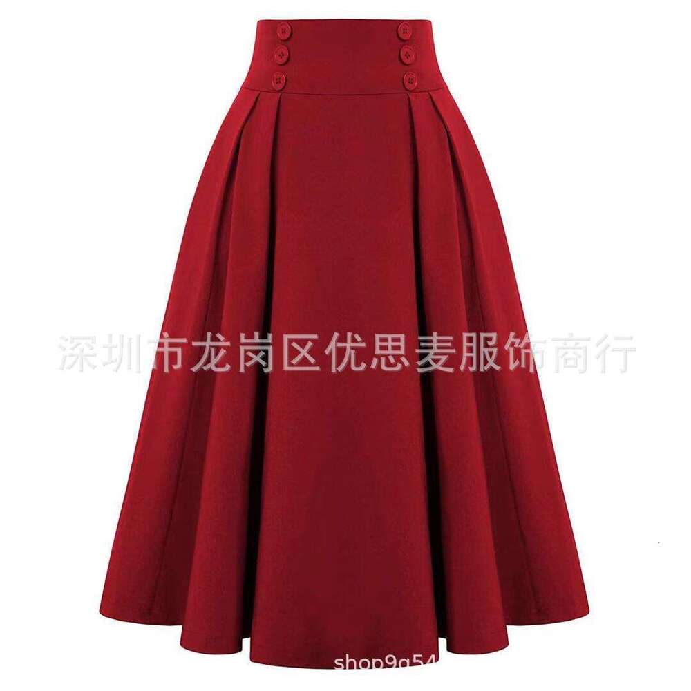 24 New Color-Block Decorated Plaid For Women Versatile Flared Skirt B5