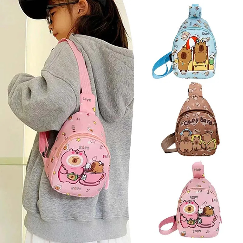 124PCS Capybara Girls Child Backpacks Student Birthday Gift School Bags Durable The Single Shoulder Bag Gifts 250605