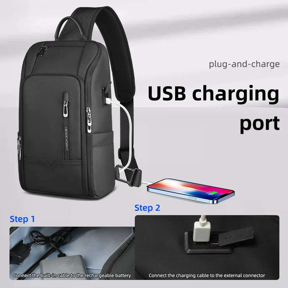 Heroic Knight Multifunction Crossbody For Men USB Waterproof Chest Bag Short Trip Messenger Pack Fashion Sling Satchel Bags