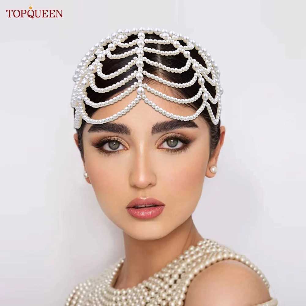 TOPQUEEN SA01 Elegant Pearls Hair Bands Accessories Headdress Luxury Bridal Crown Women Jewelry Hoop Daily Tassel Hairwear Z250605