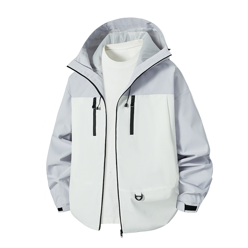 Ddmyoutdoor Spring And Autumn Waterproof Solid Color Unisex Versatile Casual Hooded Hard Shell Outdoor Loose Trendy Jacket Jogging Suit