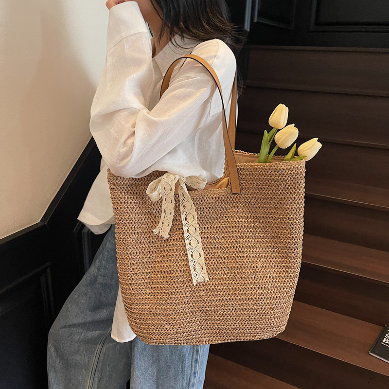 designer Summer Versatile Straw Bag for Women 2025 New Large Capacity Shoulder Tote Bag Beach Vacation Woven Be