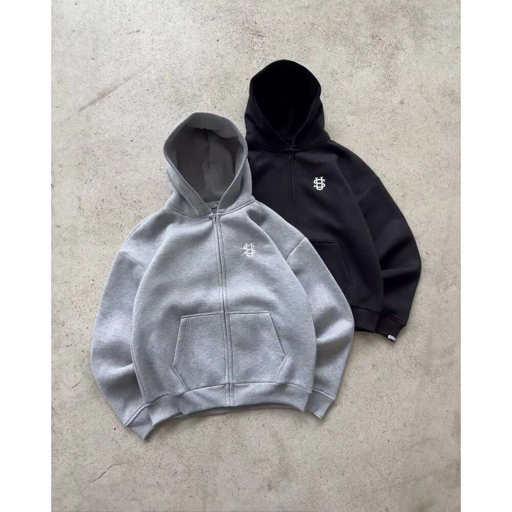 New Letter Embroidery Zipper Casual Set YK Men's Harajuku Fashion Women's Hoodie Couple Tracksuit