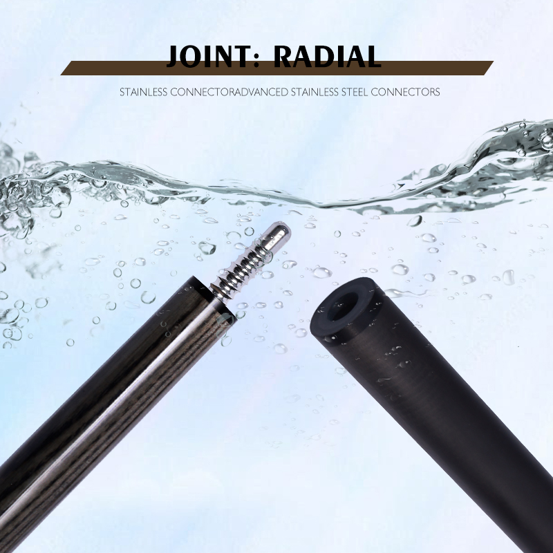 OKHEALING Play Pool Cue Black Technology Carbon Fiber Shaft 12.4mm Pigskin Tip 58in Radial Joint 8-teeth Professional Billiard Cue 1/2 Pool Game Cue S