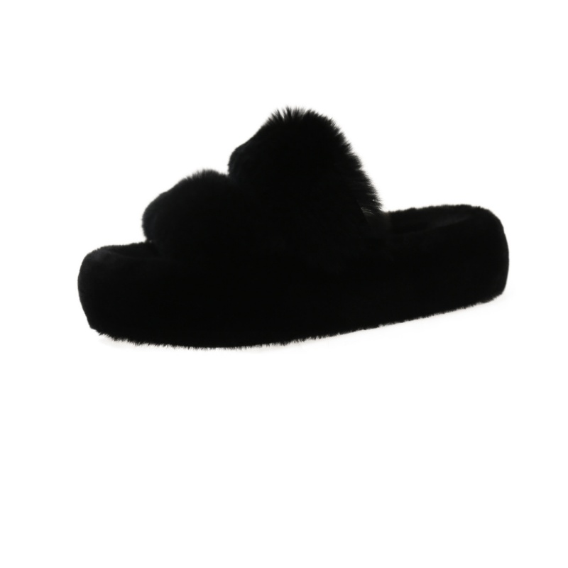 2025 free shipping autumn and winter new designer shoes, women's thick soled slippers for wearing outside, hairy slippers with flat bottom and ve