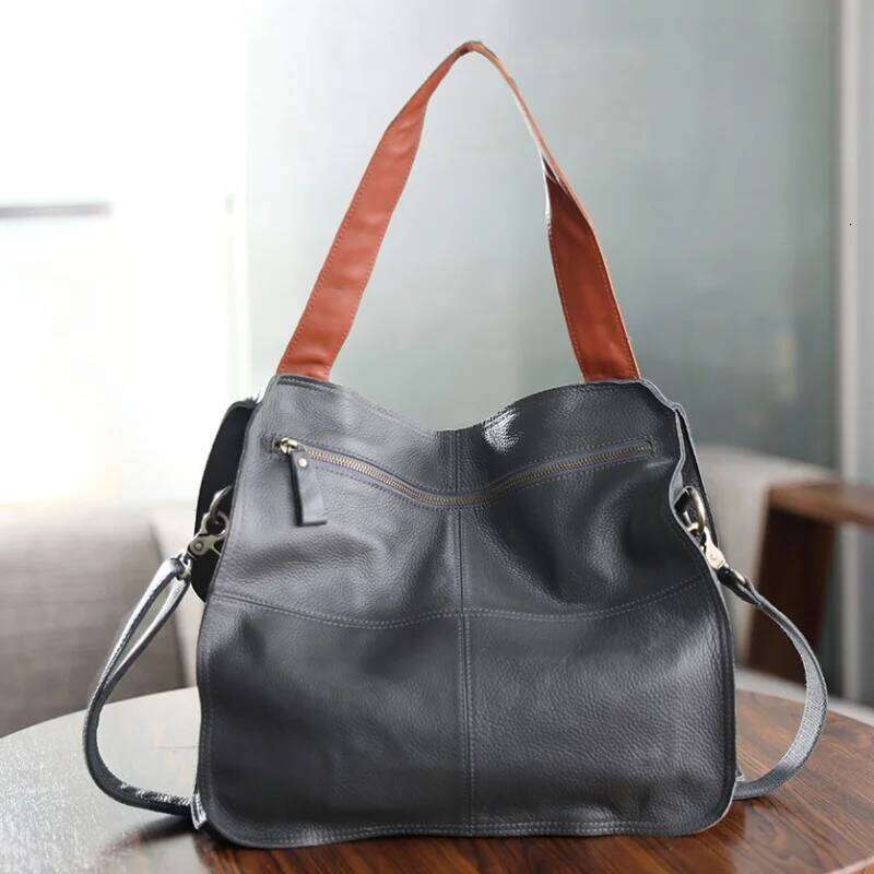 Women's Retro Tote Soft Genuine Leather Large Capacity Crossbody Shoulder Bag Good Quality Handbag Designer Purses For Women 2025/06/06