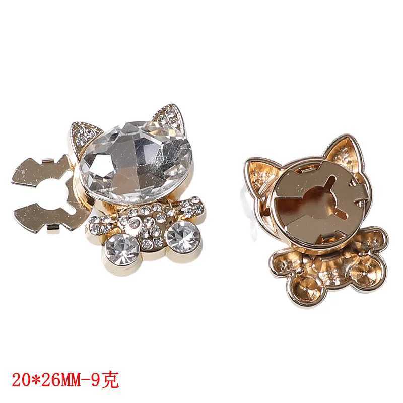 2PCS Cute Cat Rhinestone Cufflinks for Women Shirt Collar Decorative Buckle Button Cover Elegant Luxurious Jewelry Accessories W250606