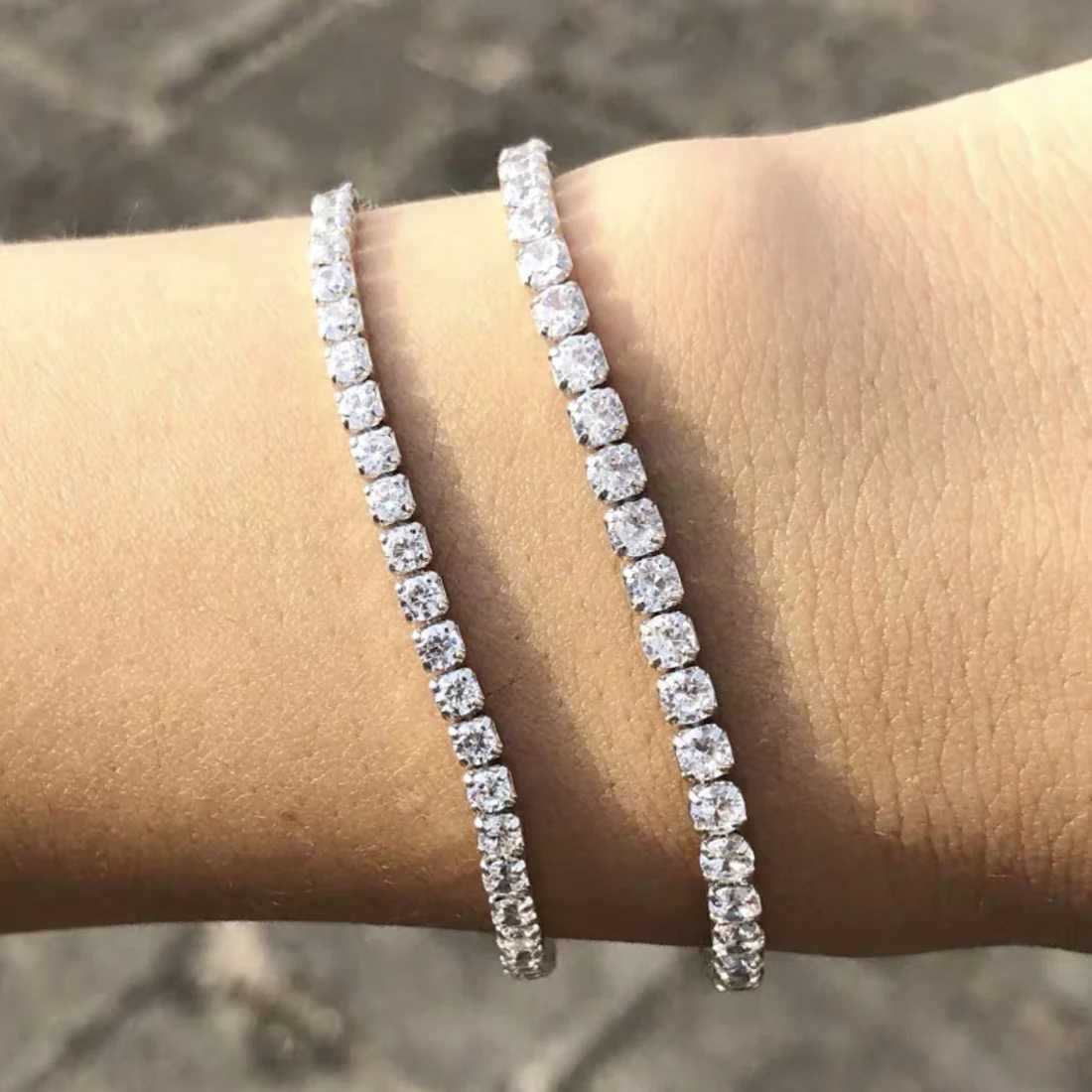 Tennis Bracelet White Gold filled 3-5mm Round Simulated Diamond Bracelets For Women Men Engagement Wedding Gemstone Jewelry W250606