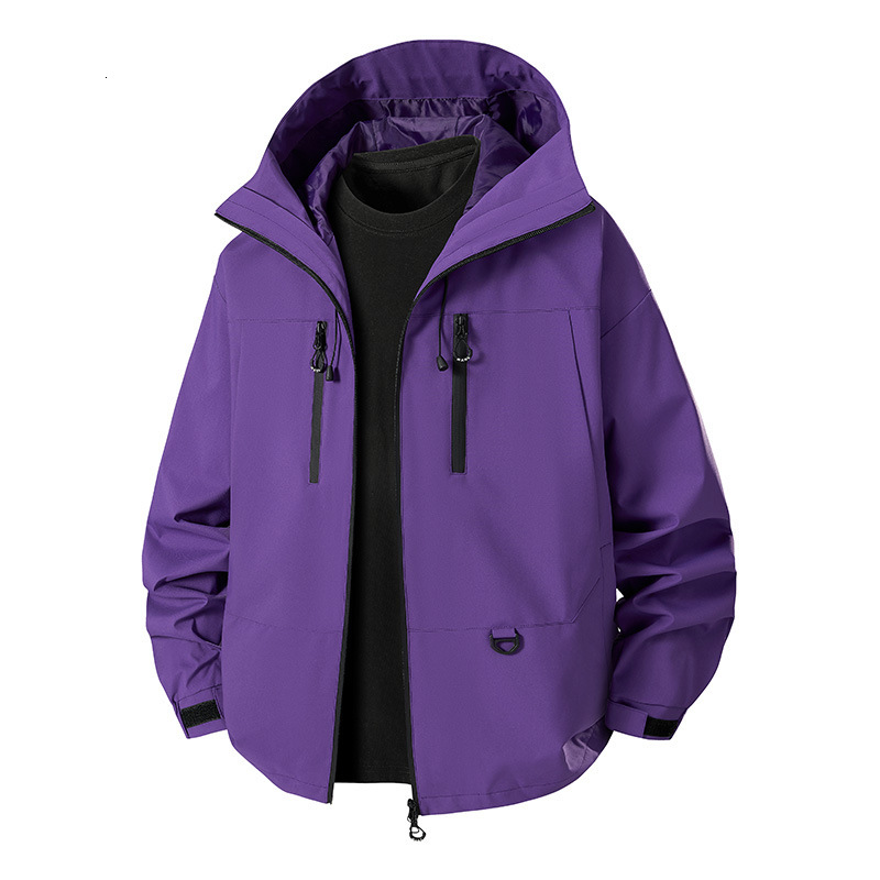 Ddmyoutdoor Spring And Autumn Waterproof Solid Color Unisex Versatile Casual Hooded Hard Shell Outdoor Loose Trendy Jacket Jogging Suit