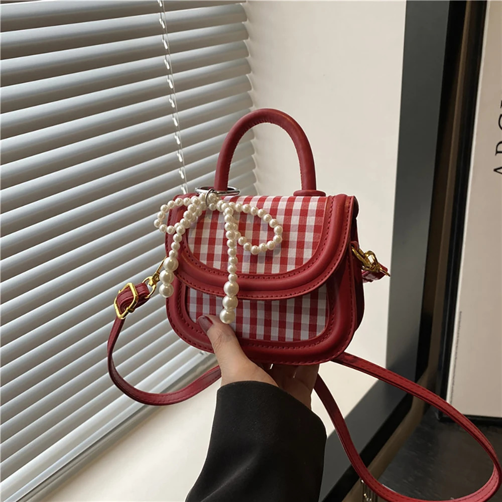 Contrast Color Plaids Crossbody Bag Women Spring Summer Casual Buckle One Shoulder Bags Versatile All-Match Party Handbags 250605