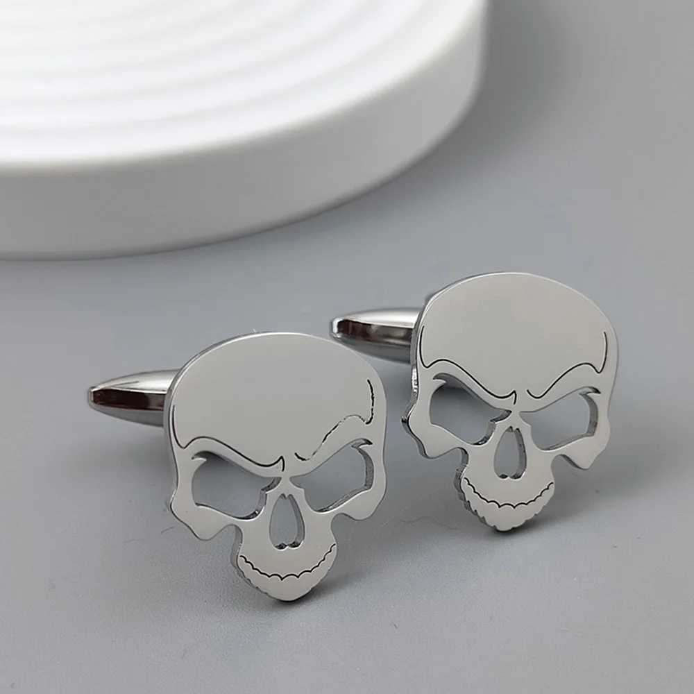 Stainless Steel Skull Cufflinks For Mens Fashion Jewelry Suit Shirt Sleeve Cuff Links Buttons Halloween Party Gifts W250606