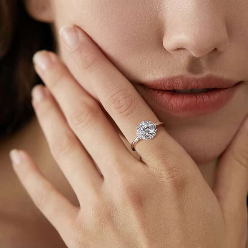 Brilliant Round Cut Single halo Diamond Moissanite Ring 925 Sterling Silver 1 2 3 Ct Gra Vvs for Women Engagement Jewelry