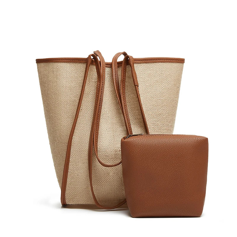 bag set rural wind woven retro casual portable straw seaside beach holiday handbag tote shoulder bag 250605