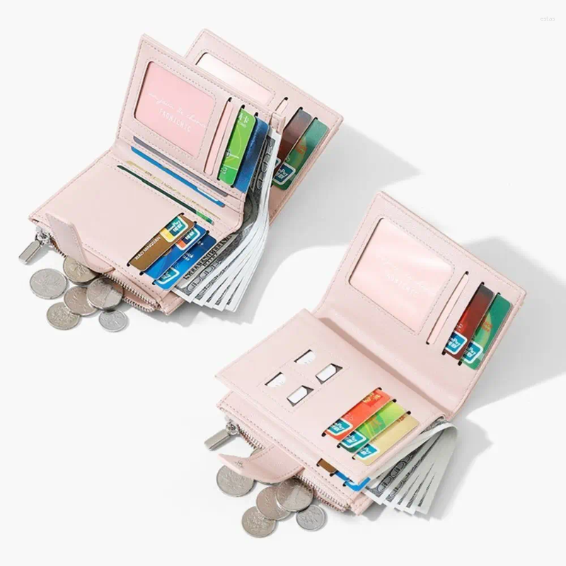 Card Holders PU Leather Women's Wallet Solid Color Anti-theft S Holder Multi-Cards Slot Waterproof Zipper Coin Purse Travel