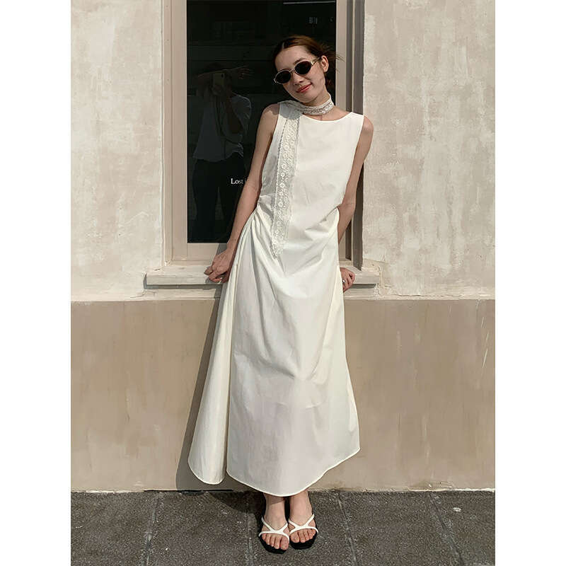 THE MIND Tencel Linen Folded Tank Top Dress 2025 Summer New High Waist Slimming Skirt 023AX