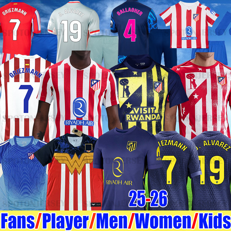25 26 Atletico de Madrids GRIEZMANN J. ALVAREZ Atletico Madrids kit 25 26 GIULIANO Camisetas de futbol atletico madrids Jersey M. LLORENTE men kids Football shirts