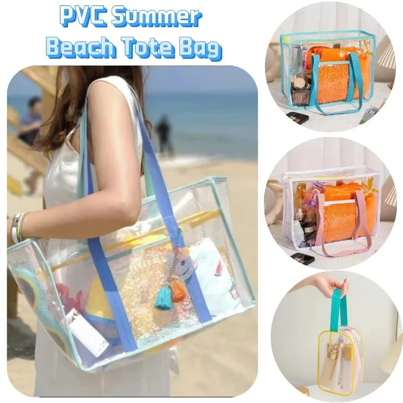 Women Swimming Bag Waterproof Handbags Transparent PVC Plastic Pool Beach Makeup Organizer Toiletry Storage Bag 250614