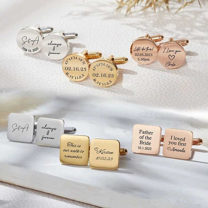 Personalized Man Cufflinks Stainless Steel Shirt Cuff Button Custom Wedding Gifts Mens Cufflinks For Party Wedding Dropshipping W250606