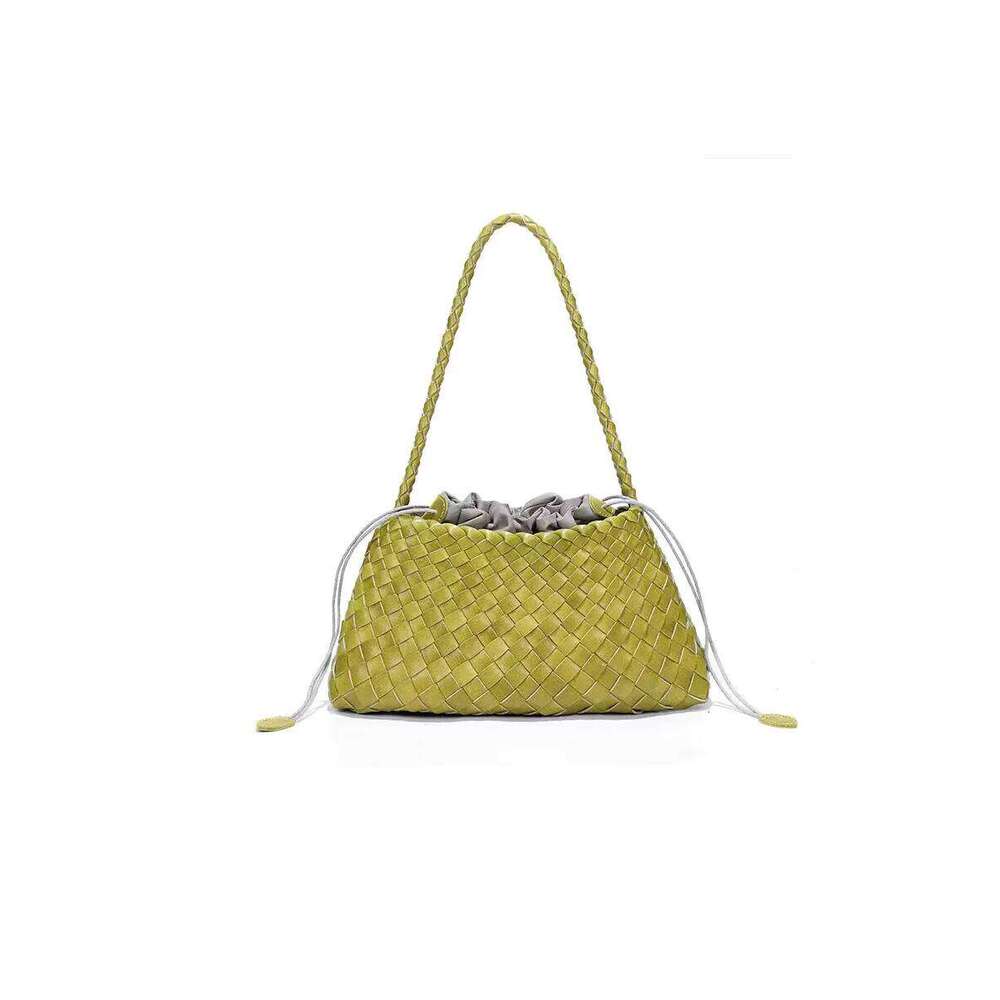 New Woven Soft Leather Women s French Style Basket Handbag Shoulder Bag
